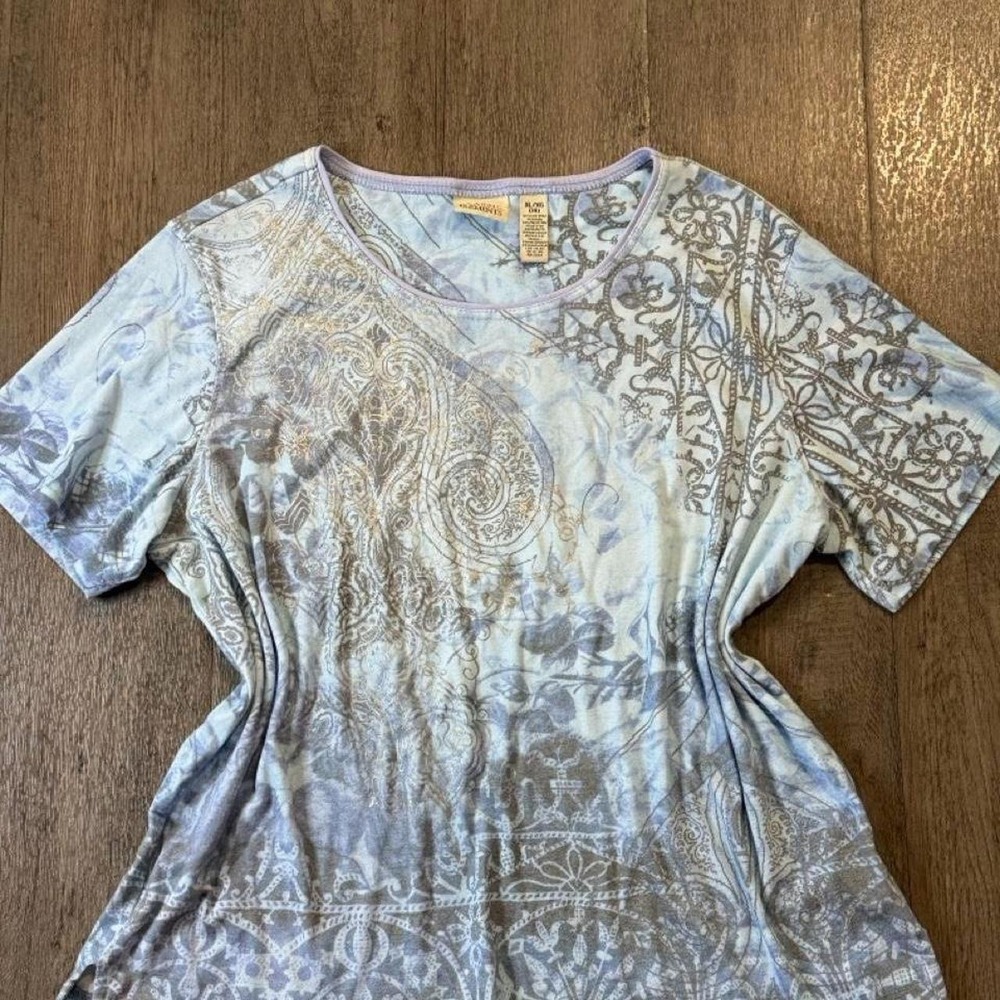 Vintage Y2K blue graphic plus size blouse size xl
